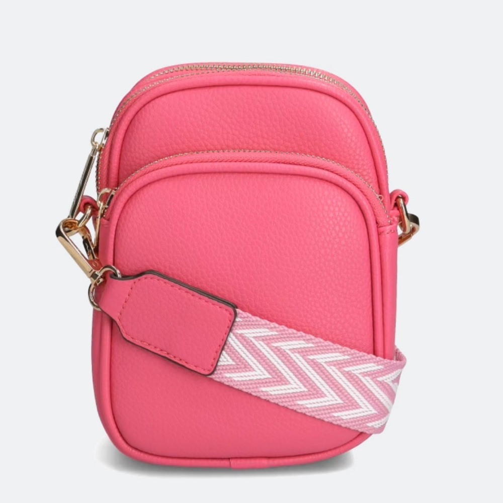 Mali + Lili Josephine Crossbody Bag Hot Pink Triple Zip Crossbody NEW